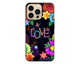 Husa Silicon Soft Upzz Print, Compatibila Cu iPhone 14 Pro, Floral Love