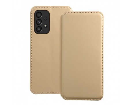 Husa Flip Carte Upzz Dual Pocket Compatibila Cu Samsung Galaxy A54 5G, Piele Ecologica, Gold
