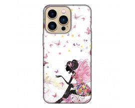 Husa Silicon Soft Upzz Print, Compatibila Cu iPhone 14 Pro, Pink Fairy