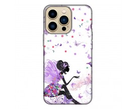 Husa Silicon Soft Upzz Print, Compatibila Cu iPhone 14 Pro, Purple Fairy