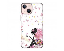 Husa Silicon Soft Upzz Print, Compatibila Cu iPhone 13 Mini, Pink Fairy