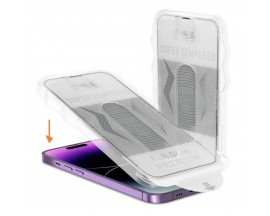 Folie Sticla Securizata Upzz Easy Stick Compatibila Cu iPhone 12, Aplicator Inclus, Super Rezistenta