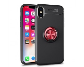 Husa Spate Silicon Premium iRing Metalic Mixon iPhone X, iPhone 10 Cu Ring Metalic Pe Spate Negru-Red