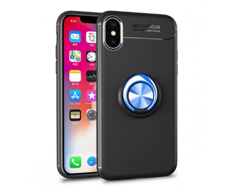 Husa Spate Silicon Premium iRing Metalic Mixon iPhone X, iPhone 10 Cu Ring Metalic Pe Spate Negru-Blue