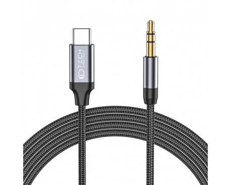 Cablu TECH-PROTECT UltraBoost, tata USB-C la tata jack 3.5 mm, 1m, Negru