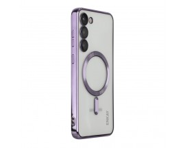 Husa Upzz Trend Electro Magsafe, Compatibila Cu Samsung Galaxy S23 Plus, Spate Transparent, Rama Purple