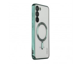 Husa Upzz Trend Electro Magsafe, Compatibila Cu Samsung Galaxy S23 Plus, Spate Transparent, Rama Verde