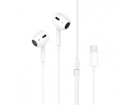 Casti Handsfree In-ear Borofone, Mufa Lightning, Compatibile Cu iPhone, Albe - BM30 Max Acoustic