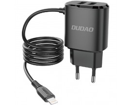 Incarcator Retea Dudao, Quick Charge 3.0, Cablu Lightning Integrat, 2 X USB, 12W, Negru - A2Pro