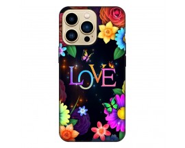 Husa Silicon Soft Upzz Print, Compatibila Cu iPhone 15 Pro, Floral Love
