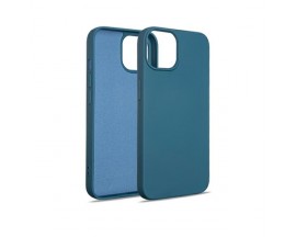 Husa Spate Upzz No Logo, Compatibila Cu iPhone 15 Plus, Alcantara La Interior, Blue