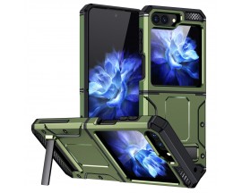Husa Spate Upzz Hybrid Armor Kickstand, Compatibila Cu Samsung Galaxy Z Flip 5, Verde