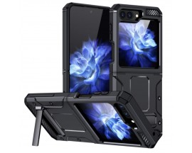 Husa Spate Upzz Hybrid Armor Kickstand, Compatibila Cu Samsung Galaxy Z Flip 5, Negru