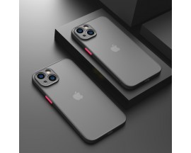 Husa Upzz ProShock Compatibila Cu iPhone 15 Plus, Protectie La Camera, Rama Neagra