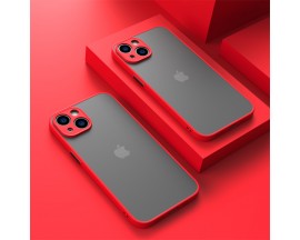 Husa Upzz ProShock Compatibila Cu iPhone 15 Plus, Protectie La Camera, Rama Rosie