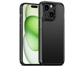 Husa Spate Upzz Carbon Fuse Compatibila Cu iPhone 15 Plus, Antishock, Negru