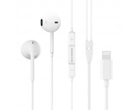 Casti Handsfree In-ear Borofone, Mufa Lightning, Compatibile Cu iPhone, Albe - BM32