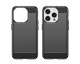 Husa Spate Upzz Carbon Pro, Compatibila Cu iPhone 15 Pro, Silicon, Negru