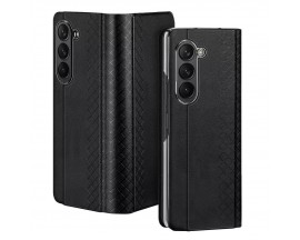 Husa Spate Duxducis Bril Compatibila Cu Samsung Galaxy Z Fold 5, Piele Ecologica, Negru