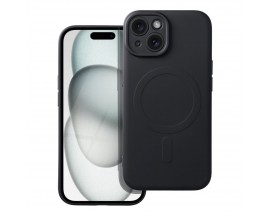 Husa Spate Upzz Silicone Magsafe Compatibila Cu iPhone 15, Microfibra La Interior, Negru
