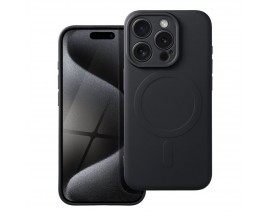Husa Spate Upzz Silicone Magsafe Compatibila Cu iPhone 15 Pro, Microfibra La Interior, Negru