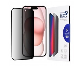 Folie Sticla Securizata DuxDucis Privacy Compatibila Cu iPhone 15 Pro Max, Full Glue, Case Friendly, Antispy