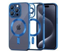 Carcasa Upzz Tech Magshine Magsafe Compatibila Cu iPhone 15 Pro Max, Transparenta Navy Blue