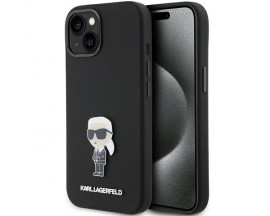 Husa Spate Karl Lagerfeld Compatibila Cu iPhone 15, Colectia Silicon Ikonik Karl Metal, Negru - 9165994