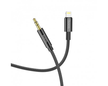 Cablu Aux Audio Hoco UPA19 Jack 3.5mm la Lightning, Lungime 1M, Textil, Negru