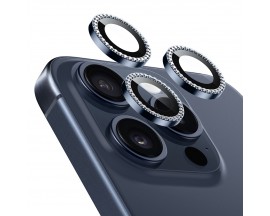 Set Folie Sticla Camera Individuala Esr Compatibila Cu iPhone 15 Pro / 15 Pro Max, Rhinestone