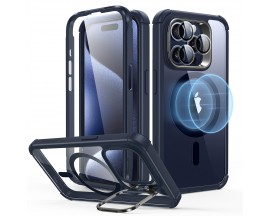 Husa Esr 360 Tough Armor Cu Functie Magsafe Compatibila Cu iPhone 15 Pro Max, Protectie si Stand La Camera, Blue