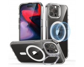 Husa Spate Esr Classic Halolock Cu Functie Magsafe Compatibila Cu iPhone 15 Pro, Protectie si Stand La Camera, Transparent