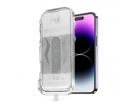 Folie Sticla Securizata Upzz Easy Stick Compatibila Cu iPhone 15 Pro Max, Aplicator Inclus, Super Rezistenta
