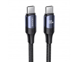 Cablu Date Si Incarcare Usams -U71 (US-SJ524) - Type-C to Type-C 100W, PD, Fast Charge, 1.2m - Black