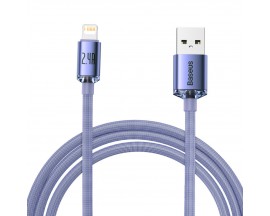 Cablu Date Si Incarcare Baseus Crystal Shine (CAJY000005) - USB to Lightning, 2.4A, 1.2m - Purple