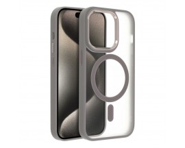Husa Spate Upzz Matte Mag Compatibila Cu iPhone 15 Pro, Tehnologie MagSafe, Gri Titanium