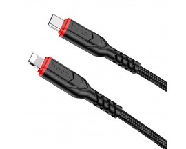 Cablu Date Si Incarcare Hoco Usb-C La Lightning Power Delivery 20W, X59 Victory, Lungime 1M, Textil, Negru