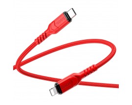 Cablu Date Si Incarcare Hoco Usb-C La Lightning Power Delivery 20W, X59 Victory, Lungime 2M, Textil, Red