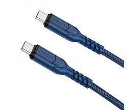 Cablu Date Si Incarcare Hoco Usb-C La Usb-C, Power Delivery 60W, X59 Victory, Lungime 2m, Textil, Blue