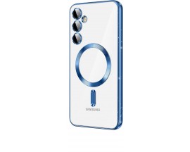 Husa Upzz Electro Magsafe, Compatibila Cu Samsung Galaxy S24, Spate Transparent, Rama Blue