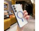 Husa Upzz Electro Magsafe, Compatibila Cu Samsung Galaxy S24 Plus, Spate Transparent, Rama Blue