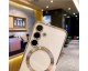 Husa Upzz Electro Magsafe, Compatibila Cu Samsung Galaxy S24 Plus, Spate Transparent, Rama Gold