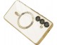 Husa Upzz Electro Magsafe, Compatibila Cu Samsung Galaxy S24 Plus, Spate Transparent, Rama Gold