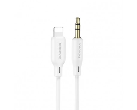 Cablu Aux Audio Borofone BL18 Jack 3.5mm la Lightning, Lungime 1M, Alb