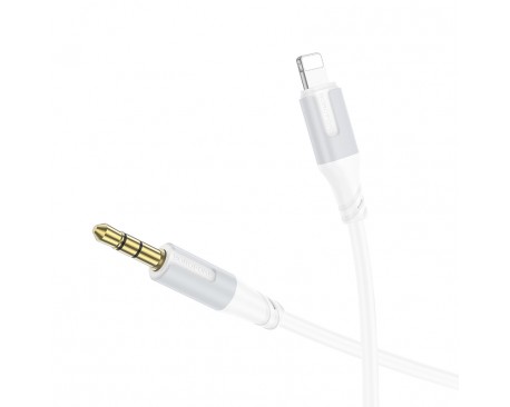 Cablu Aux Audio Borofone BL19 Creator Jack 3.5mm la Lightning, Lungime 1M, Silicon, Alb
