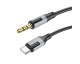 Cablu Aux Audio Borofone BL19 Creator Jack 3.5mm la Type C, Lungime 1M, Silicon, Negru