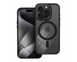 Husa Spate Upzz Color Edge Compatibila Cu iPhone 15 Pro, Tehnologie MagSafe, Negru