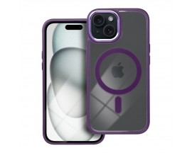 Husa Spate Upzz Color Edge Compatibila Cu iPhone 15, Tehnologie MagSafe, Deep Purple