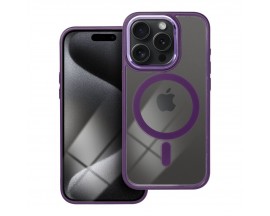 Husa Spate Upzz Color Edge Compatibila Cu iPhone 15 Pro, Tehnologie MagSafe, Deep Purple