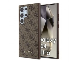 Husa Spate Guess Compatibila Cu Samsung Galaxy S24 Ultra, Colectia Gold Metal Logo, Maro - 9259136
